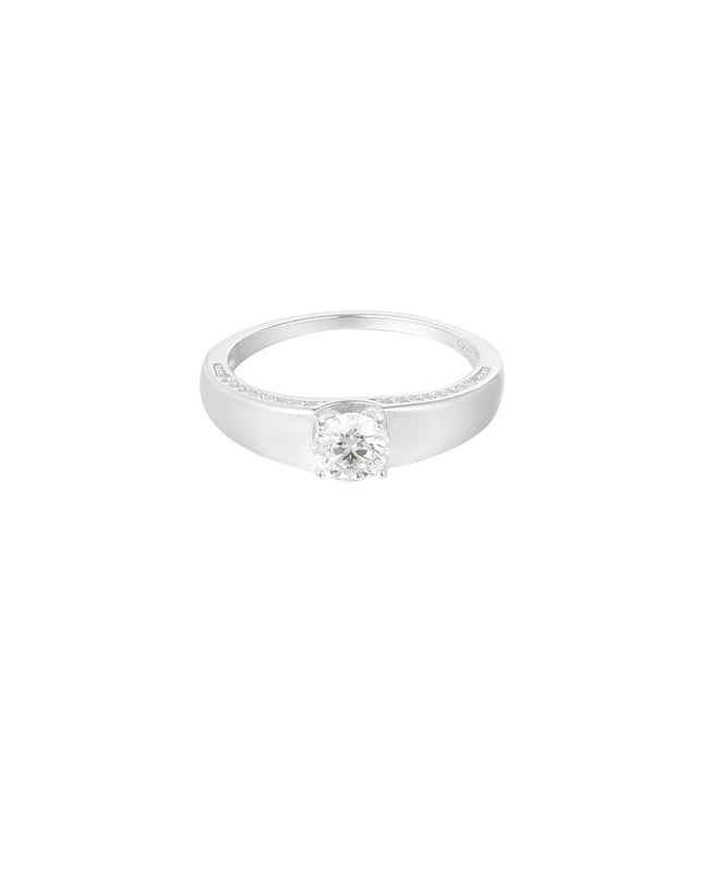 Ring basic met steen - Goud kleur - 16