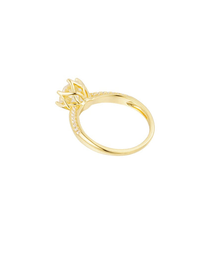 Ring steen met steentjes - Goud kleur - 16