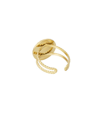 Ring ronde steen - Goud kleur/beige