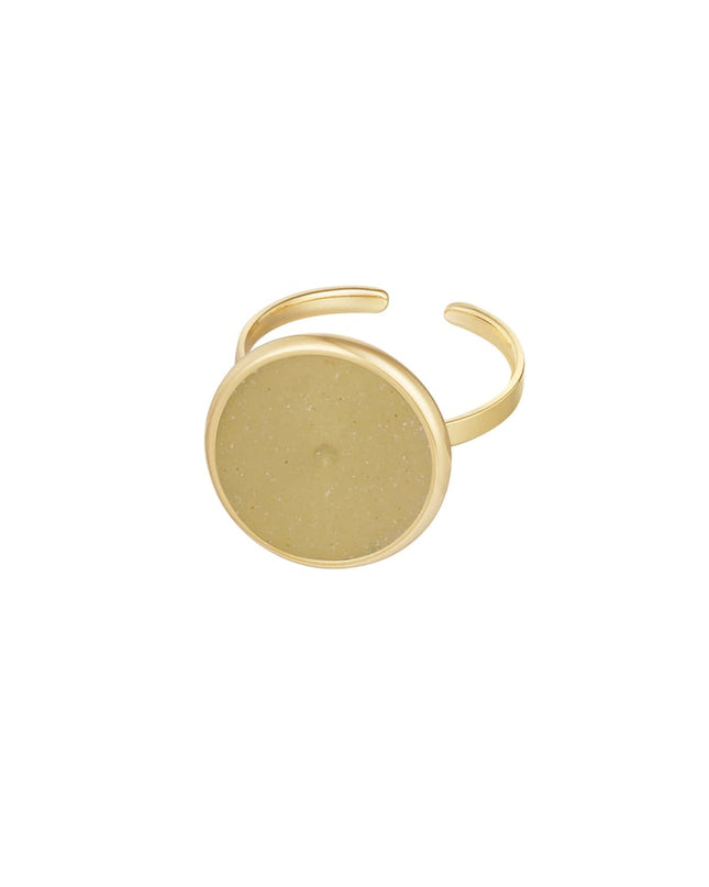Ring basic ronde steen - Goud kleur/beige