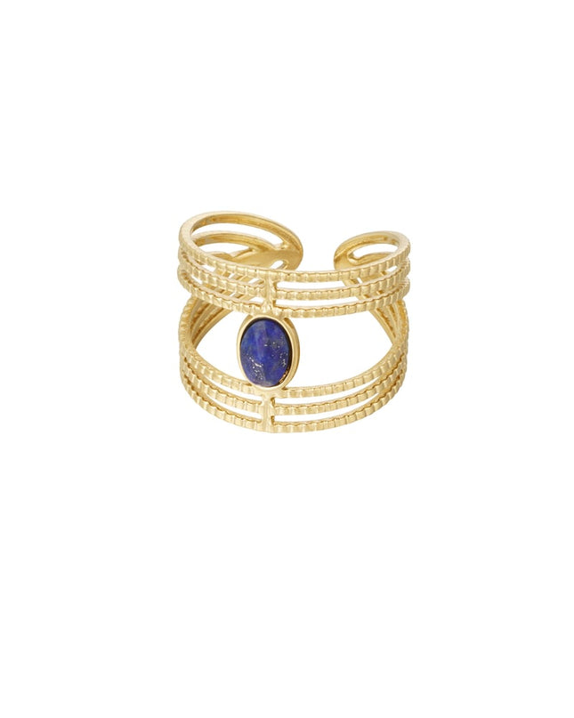 Statement sierlijke ring met steen - Goud kleur/roze