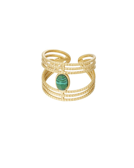 Statement sierlijke ring met steen - Goud kleur/roze