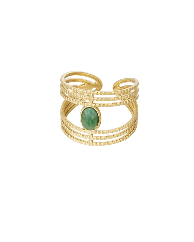 Statement sierlijke ring met steen - Goud kleur/roze