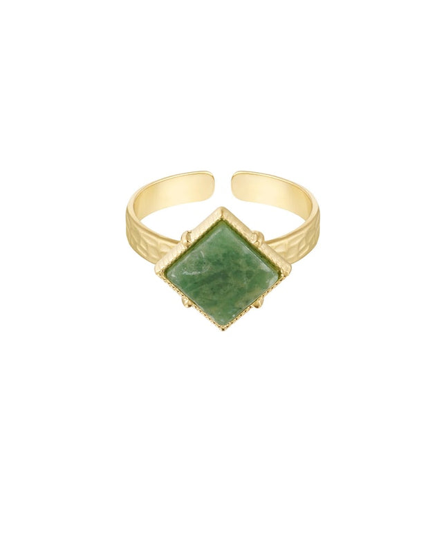 Ring ruit steen - Goud kleur/groen