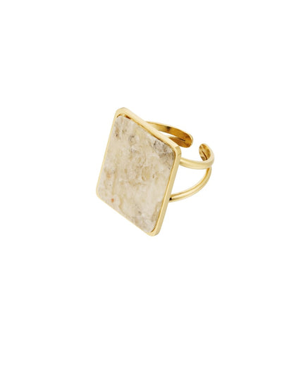 Ring vierkante steen - Goud kleur/groen