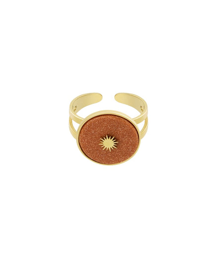 Ronde natuursteen ring met zon
