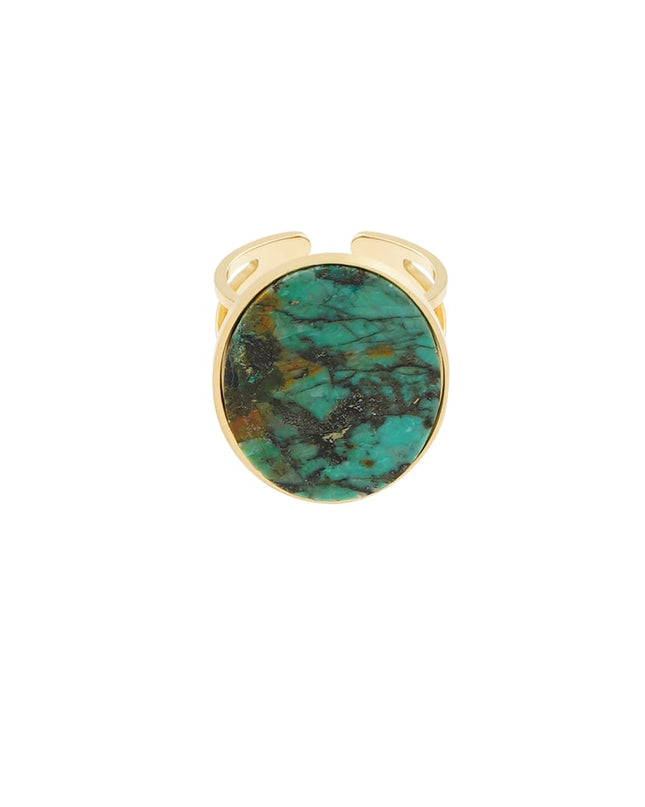 Ring grote steen - Goud kleur/turquoise