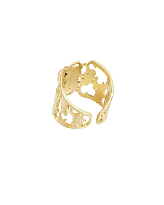 ring sierlijk opengewerkt met steen - groen 