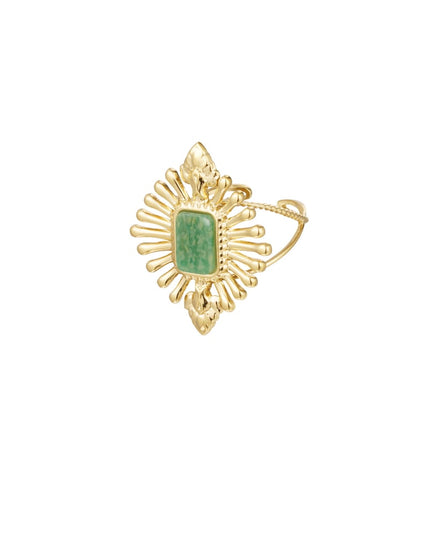 ring vintage look met steen - groen 