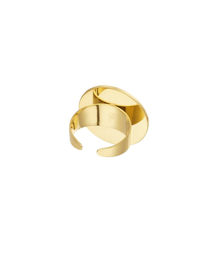 Ring ronde steen - Goud kleur/donkergroen
