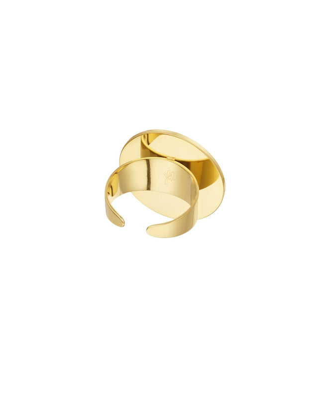 Ring ronde steen - Goud kleur/donkergroen