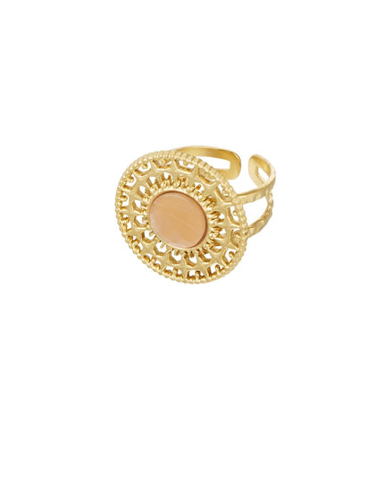 Ring barok met steen - groen