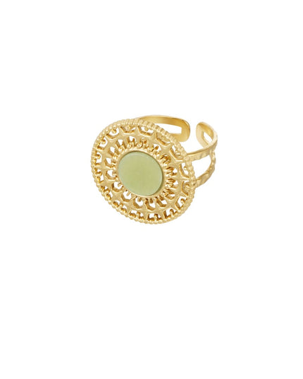 Ring barok met steen - groen
