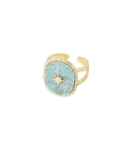 Ring steen met ster - Goud kleur/blauw