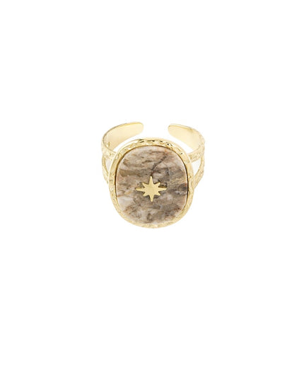Ring steen met ster - Goud kleur/blauw