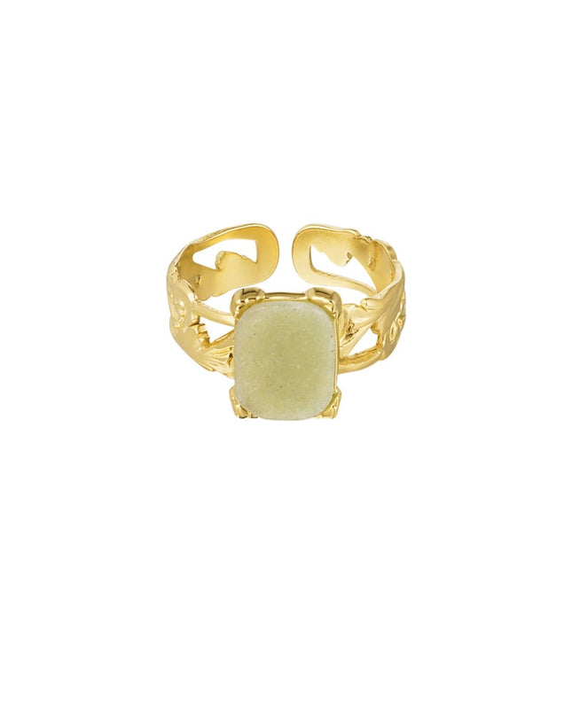 Ring sierlijk rechthoekige steen - Goud kleur/oranje