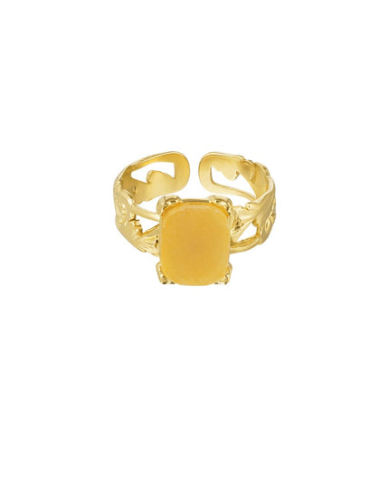 Ring sierlijk rechthoekige steen - Goud kleur/oranje