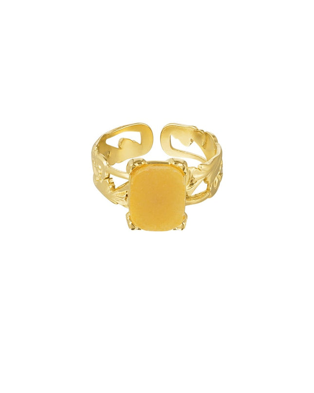 Ring sierlijk rechthoekige steen - Goud kleur/oranje