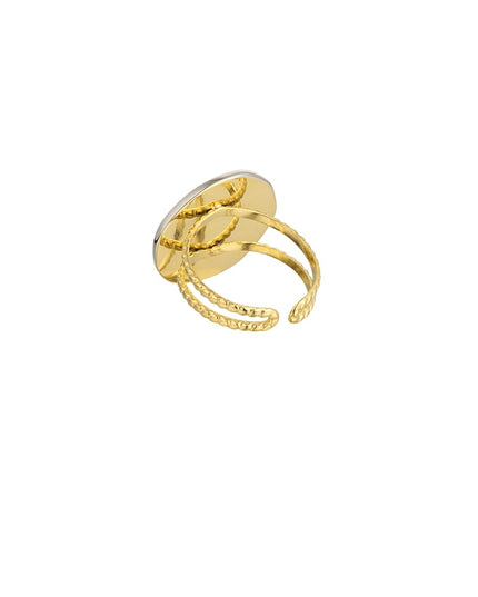 Ring rond met sterretjes - Goud kleur/zilver