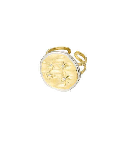 Ring rond met sterretjes - Goud kleur/zilver