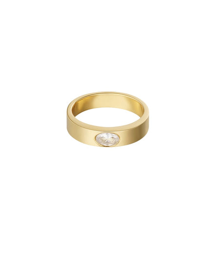 Ring basic met steen - Goud kleur/groen