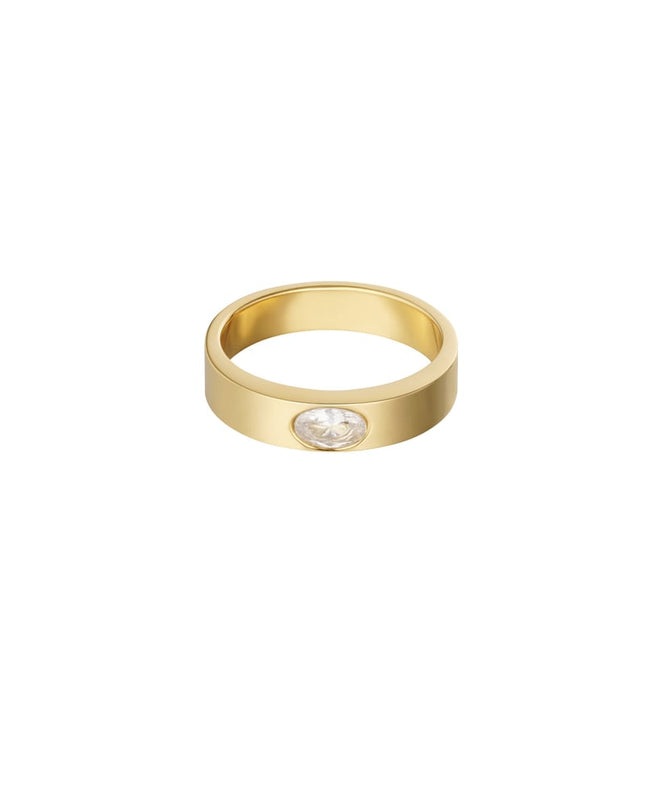 Ring basic met steen - Goud kleur/groen