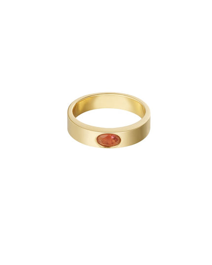 Ring basic met steen - Goud kleur/groen