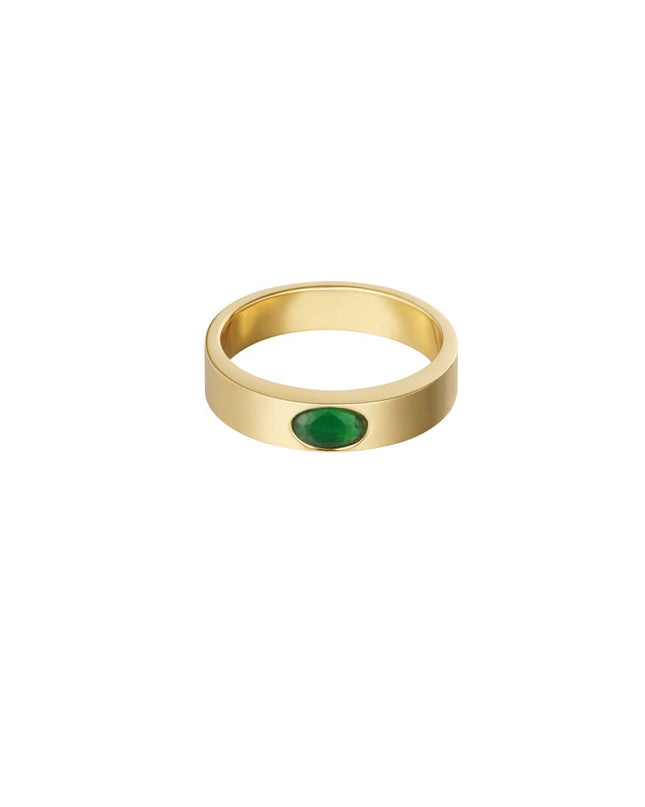 Ring basic met steen - Goud kleur/groen