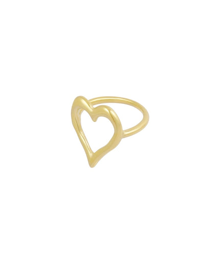 Gestructureerde hart ring - Goud kleur 16 