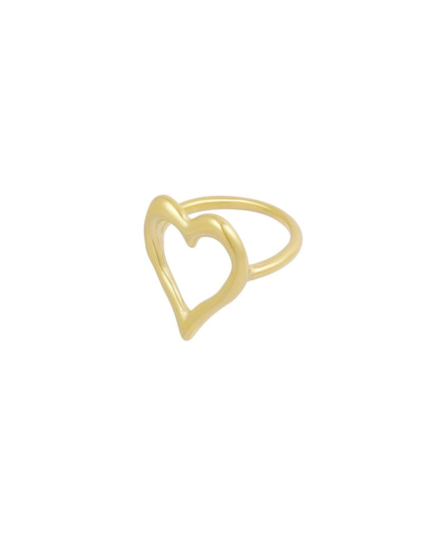 Gestructureerde hart ring - Goud kleur 16 