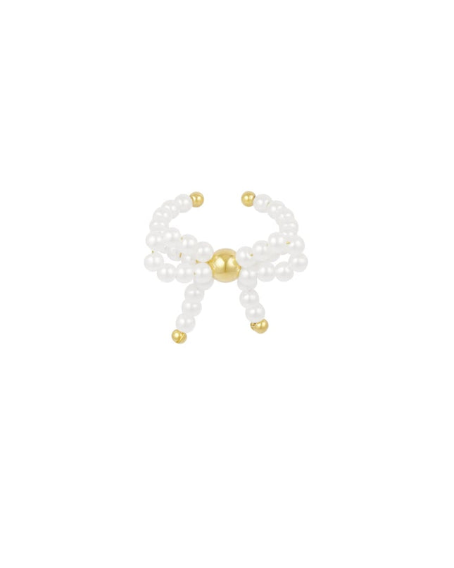 Parel strik ring - wit Goud kleur Color 