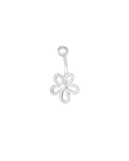 Navel piercing charmed flower - Silver Color color