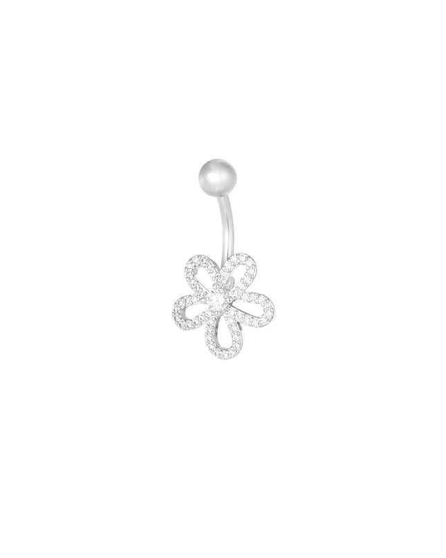 Navel piercing charmed flower - Silver Color color