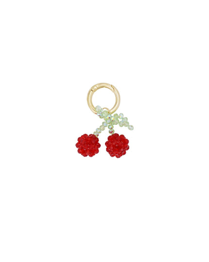 Cherry charm pendant - Red & green