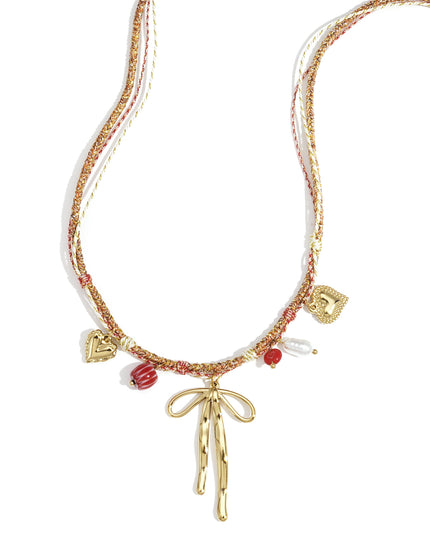 Roestvrijstalen hangerkettingen met strikknoop, casual, dagelijks, eenvoudig, serie, damessieraden