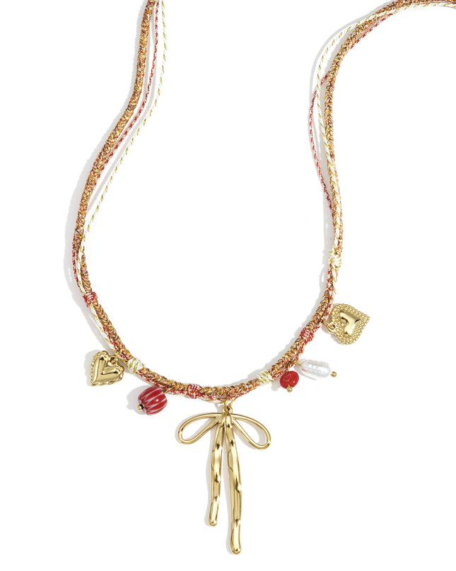 Roestvrijstalen hangerkettingen met strikknoop, casual, dagelijks, eenvoudig, serie, damessieraden