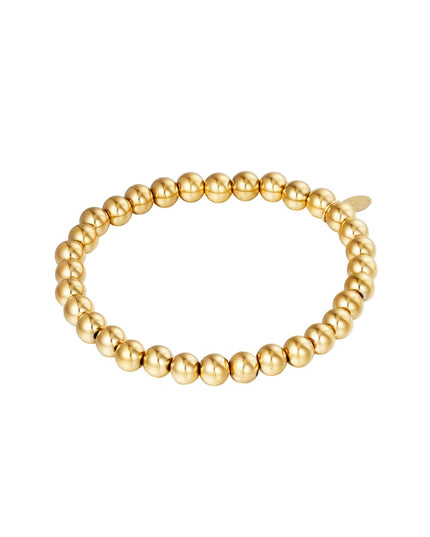 Armband Big Beads Goud kleur Stainless Steel-6MM