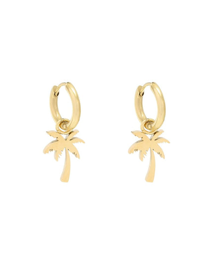 Oorbellen Summer Palm Goud kleur Stainless Steel