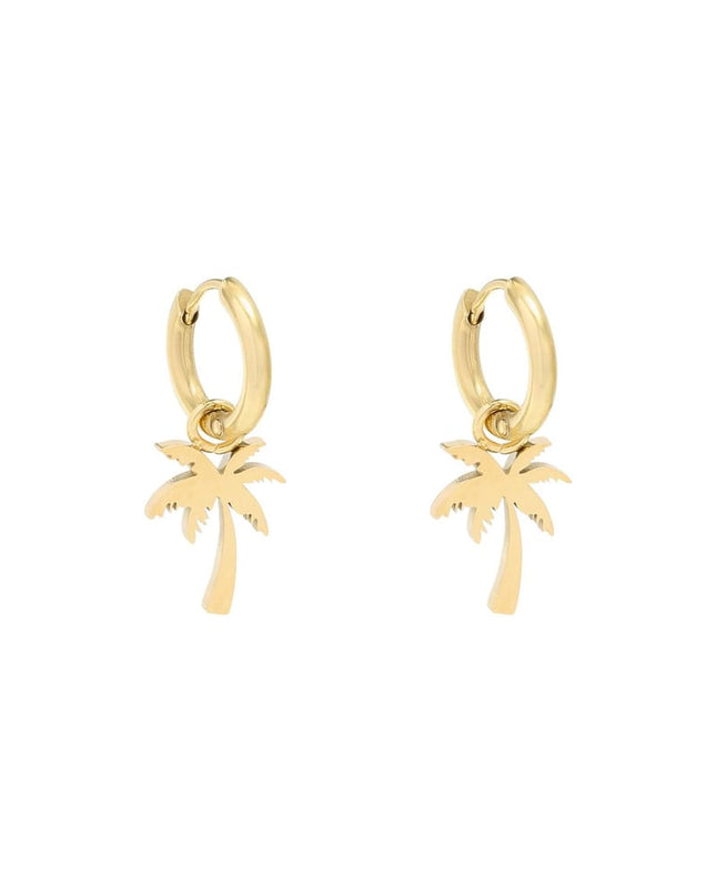 Oorbellen Summer Palm Goud kleur Stainless Steel