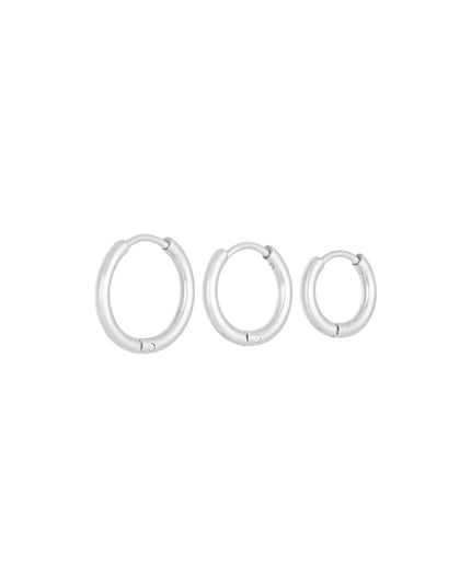 Oorbellen Set Little Hoops Zilver Stainless Steel