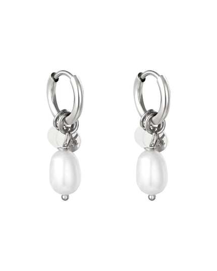 Oorbellen Pearl Drops Zilver Stainless Steel
