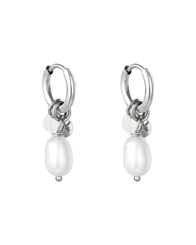 Oorbellen Pearl Drops Zilver Stainless Steel