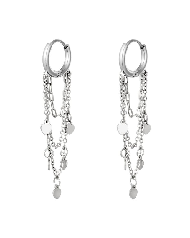 Oorbellen Hanging Hearts Goud kleur Stainless Steel