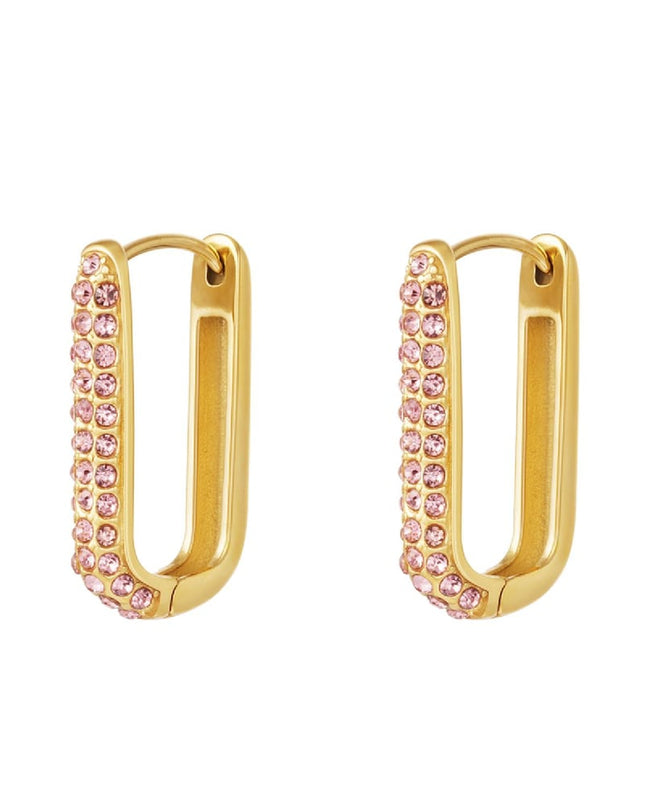 Oorbellen Shimmer Spark Large Goud kleur Stainless Steel