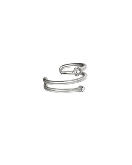 Earcuff spiraal met kleine steentjes Zilver Stainless Steel