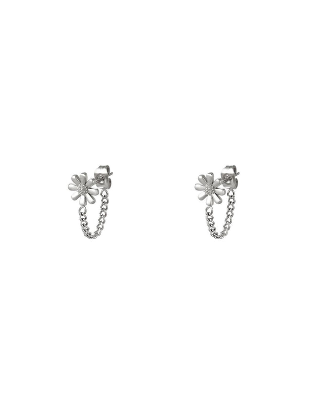 Oorknopje bloem Zilver Stainless Steel