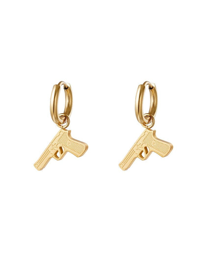 RVS oorbellen pistool Goud kleur Stainless Steel
