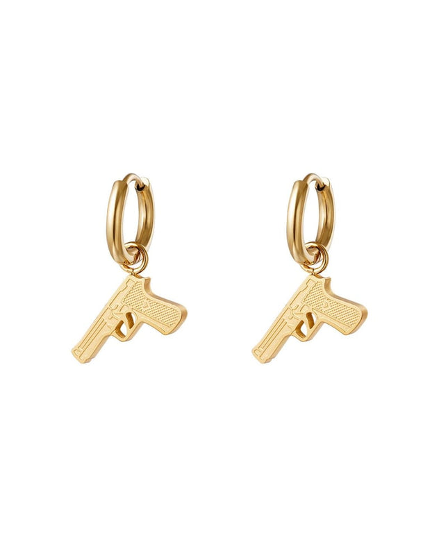 RVS oorbellen pistool Goud kleur Stainless Steel