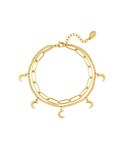 Armbandketting Maan Goud kleur Stainless Steel