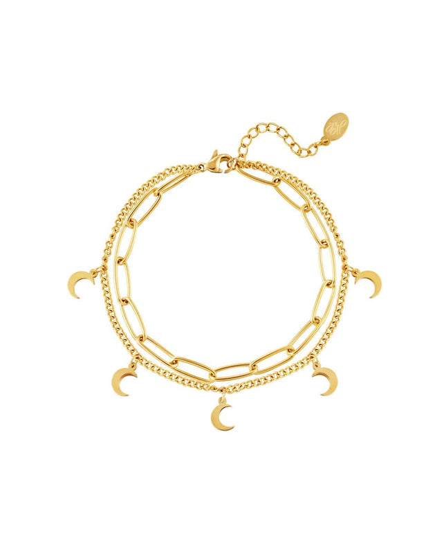 Armbandketting Maan Goud kleur Stainless Steel